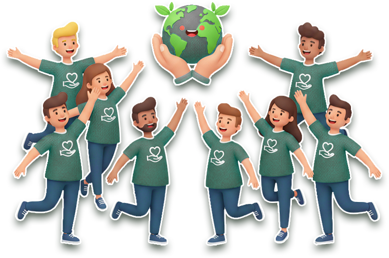 Illustration showing people volunteering together